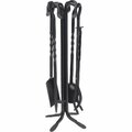 Dagan Wrought Iron Fireplace Tool Set with Twist Handles, Black - 5 Piece AHF102